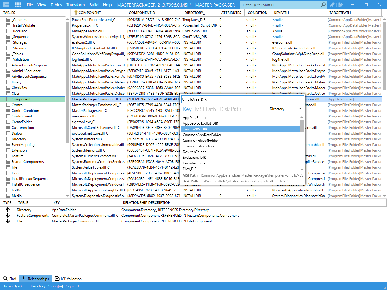 screenshot of Master Packager